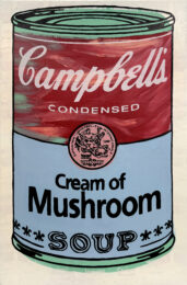 Campbell’s Cream of Mushroom Soup (hand signed embellished canvas) by Steve Kaufman at GallArt.com