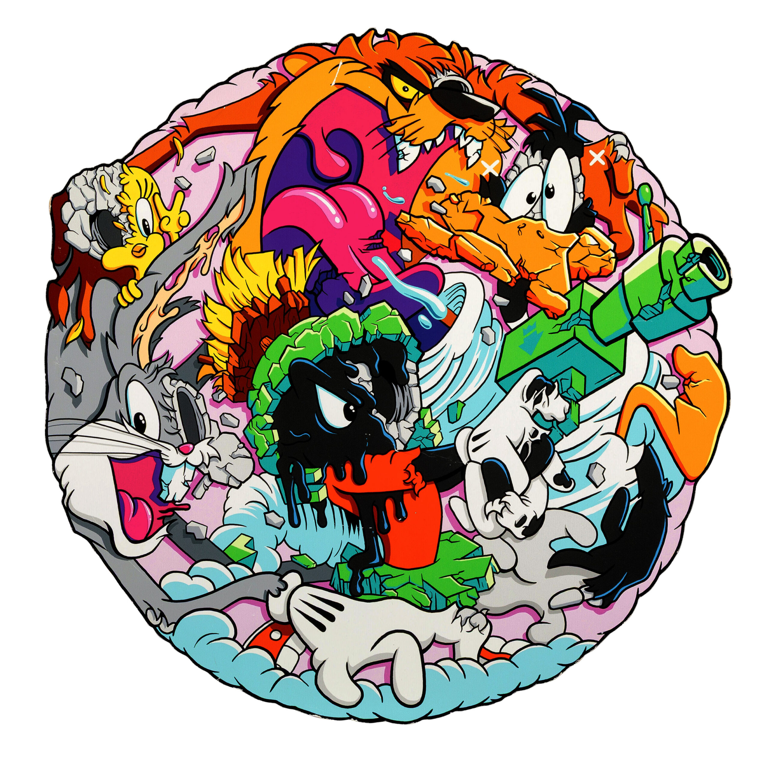 That’s All Folks! (rare hand signed shaped print on wood) by Matt Gondek