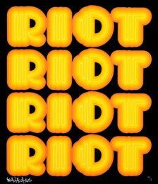 RIOT (Yellow), rare large hand signed screen print by Ben Eine at GallArt.com