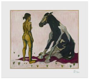 Girl with Sitting Horse by Billy Childish at Dovehouse Contemporary