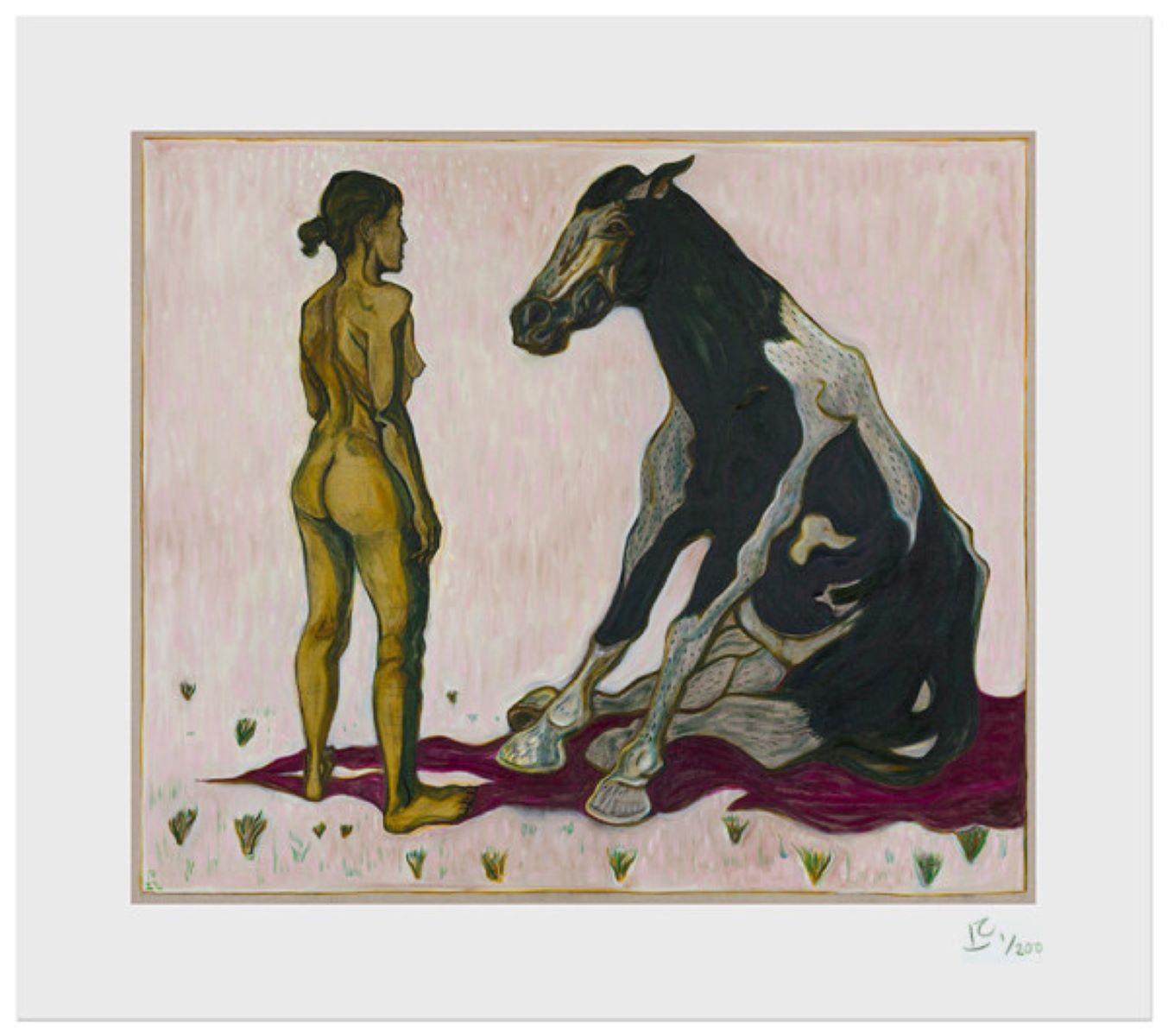 Girl with Sitting Horse by Billy Childish