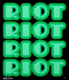 RIOT (Green), rare large hand signed screen print by Ben Eine at GallArt.com