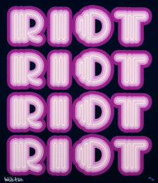 RIOT (Purple / Navy Ground), rare large hand signed screen print by Ben Eine at GallArt.com