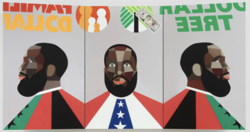 Mirroring Idealism by Derrick Adams at Jim Kempner Fine Art