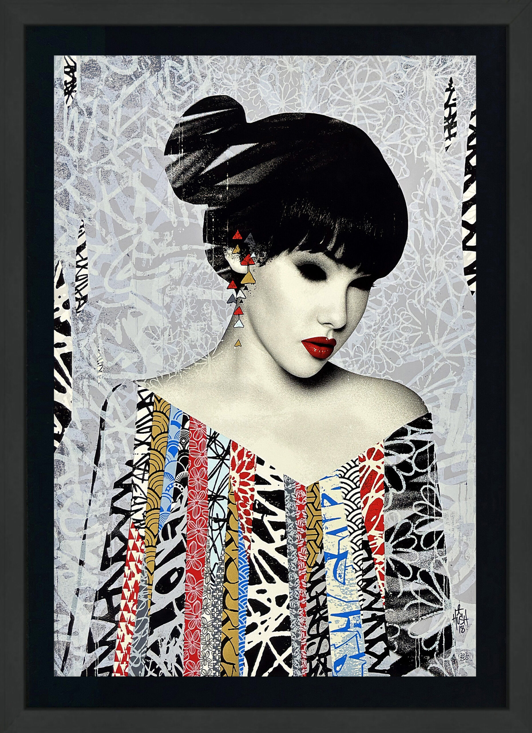 Poise (framed hand signed screen print) by Hush