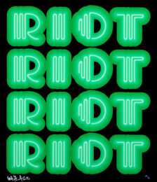 RIOT (Green), rare large hand signed screen print by Ben Eine at GallArt.com