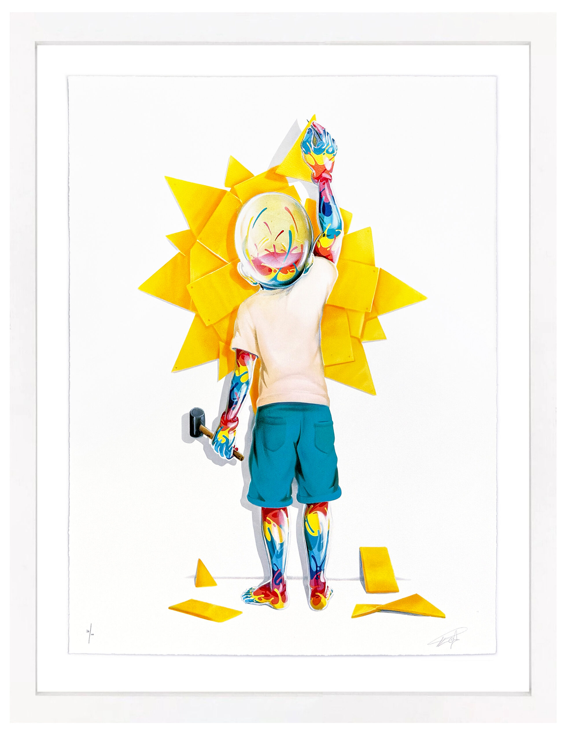 Sunrise (large framed hand signed screen print) by Flog