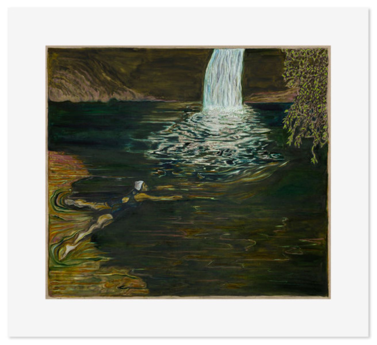 Swimmer And Waterfall by Billy Childish