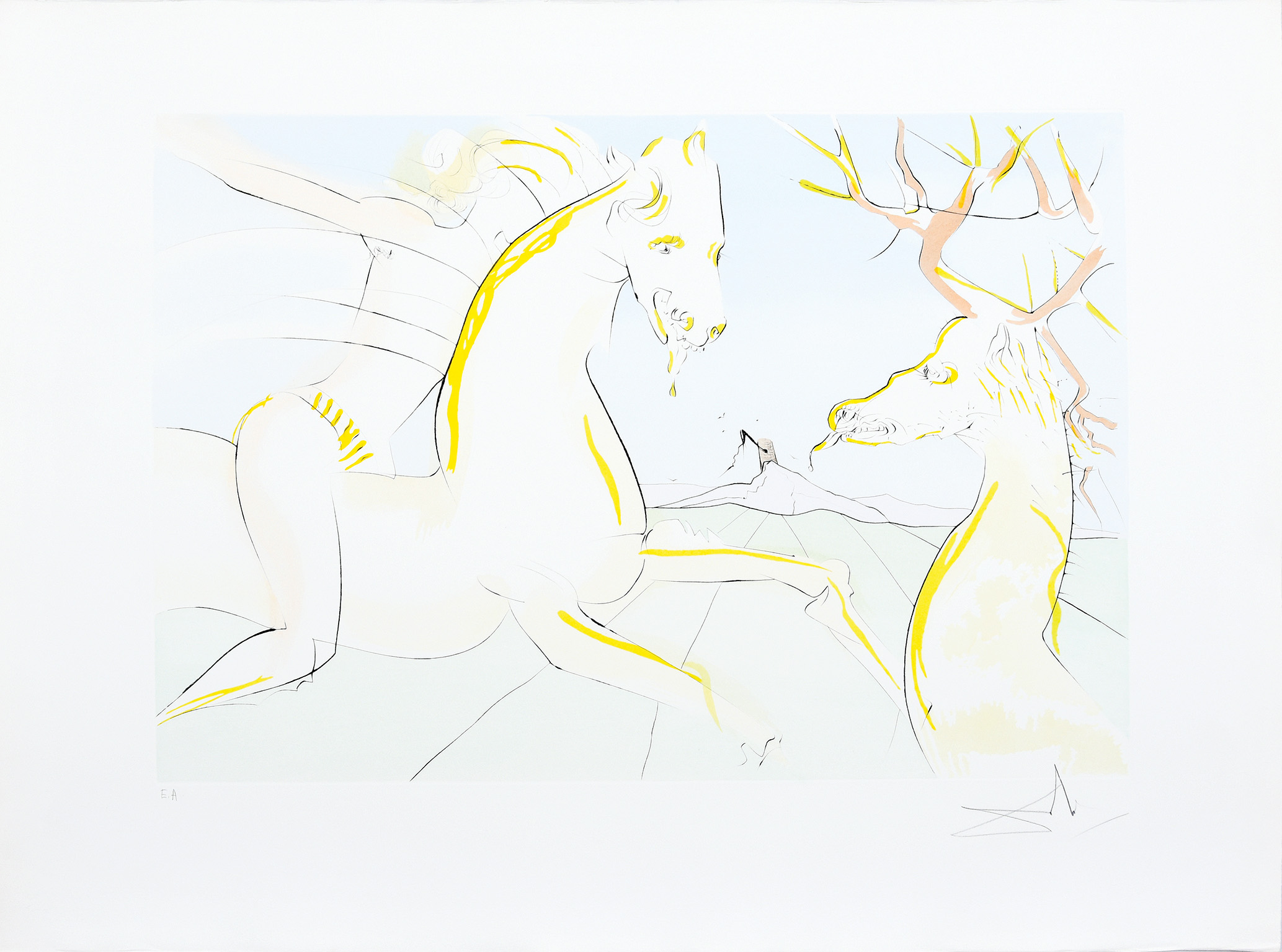 Le cheval s’étant voulu venger du cerf. (The Horse that Wanted Revenge on the Stag.) by Salvador Dalí
