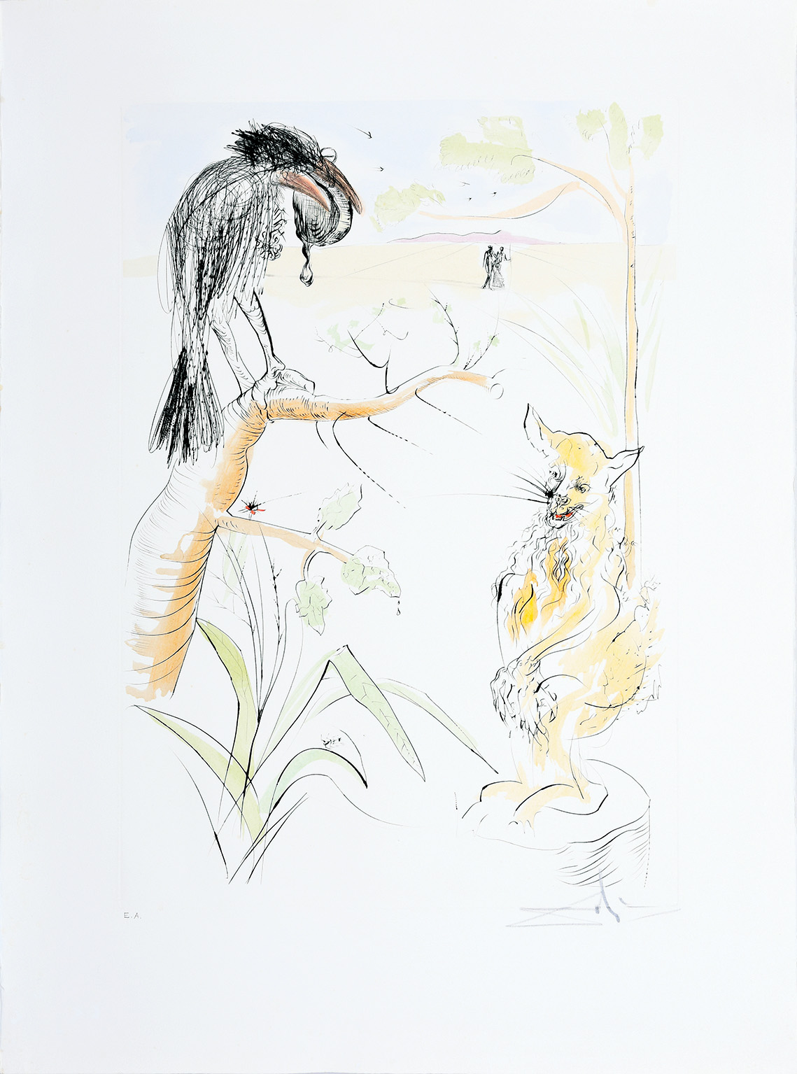 Le Corbeau et le Renard. (The Raven and the Fox.) by Salvador Dalí