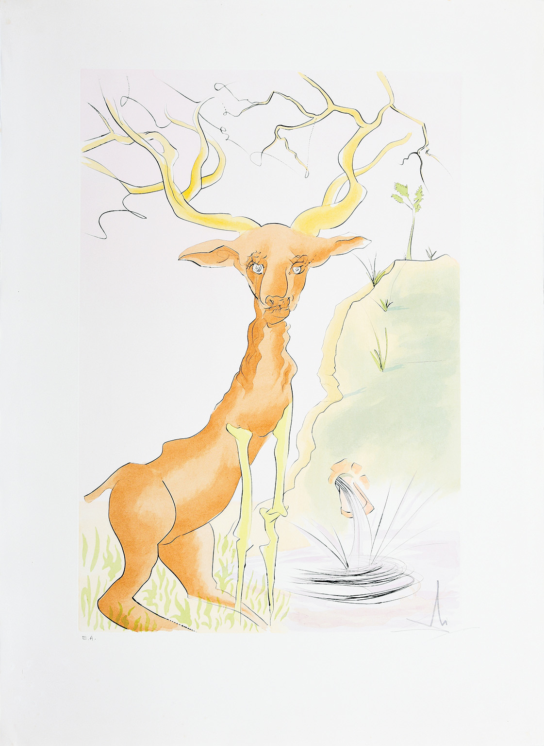 Le Cerf se voyant dans l’eau. (The Stag Reflected in the Water.) by Salvador Dalí