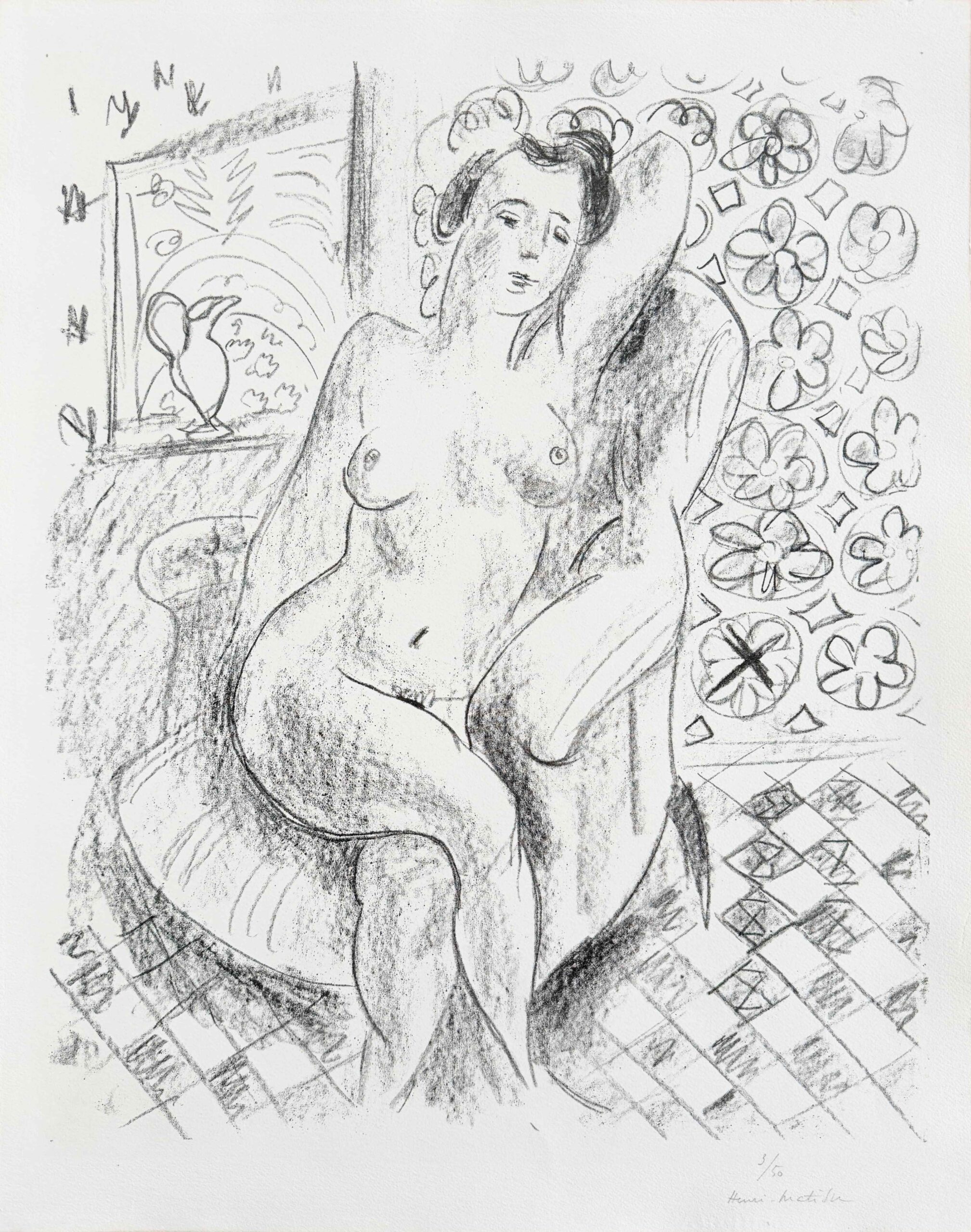 Nu au fauteuil sur fond moucharabieh (Nude in an Armchair, with a Mashrabiya Background) by Henri Matisse