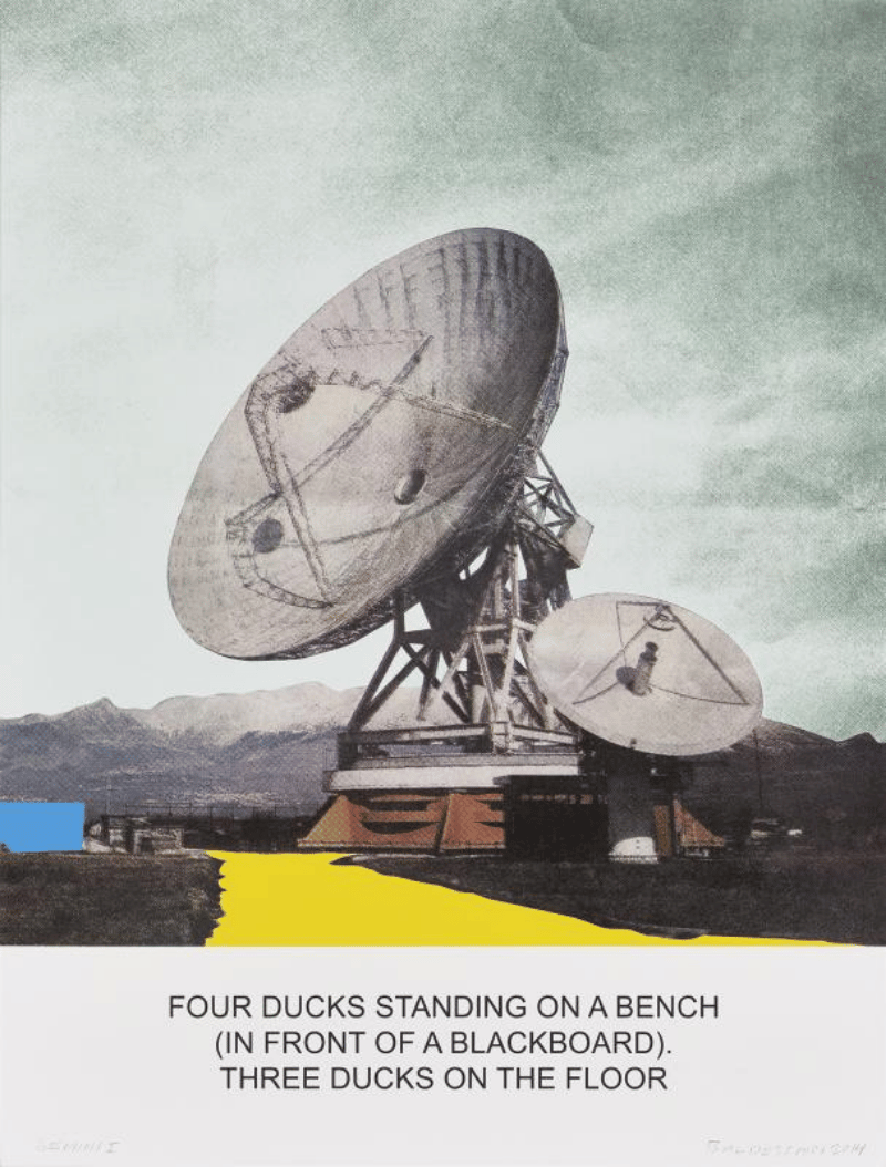 The News: Four Ducks Standing on a Bench… by John Baldessari