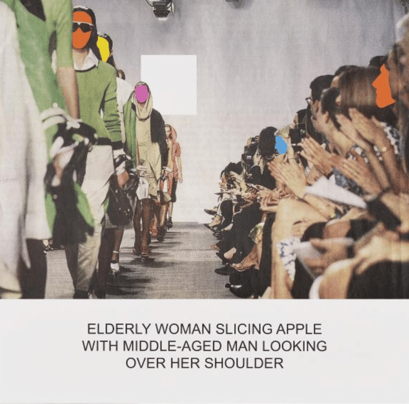 The News: Elderly Woman Slicing Apple… by John Baldessari