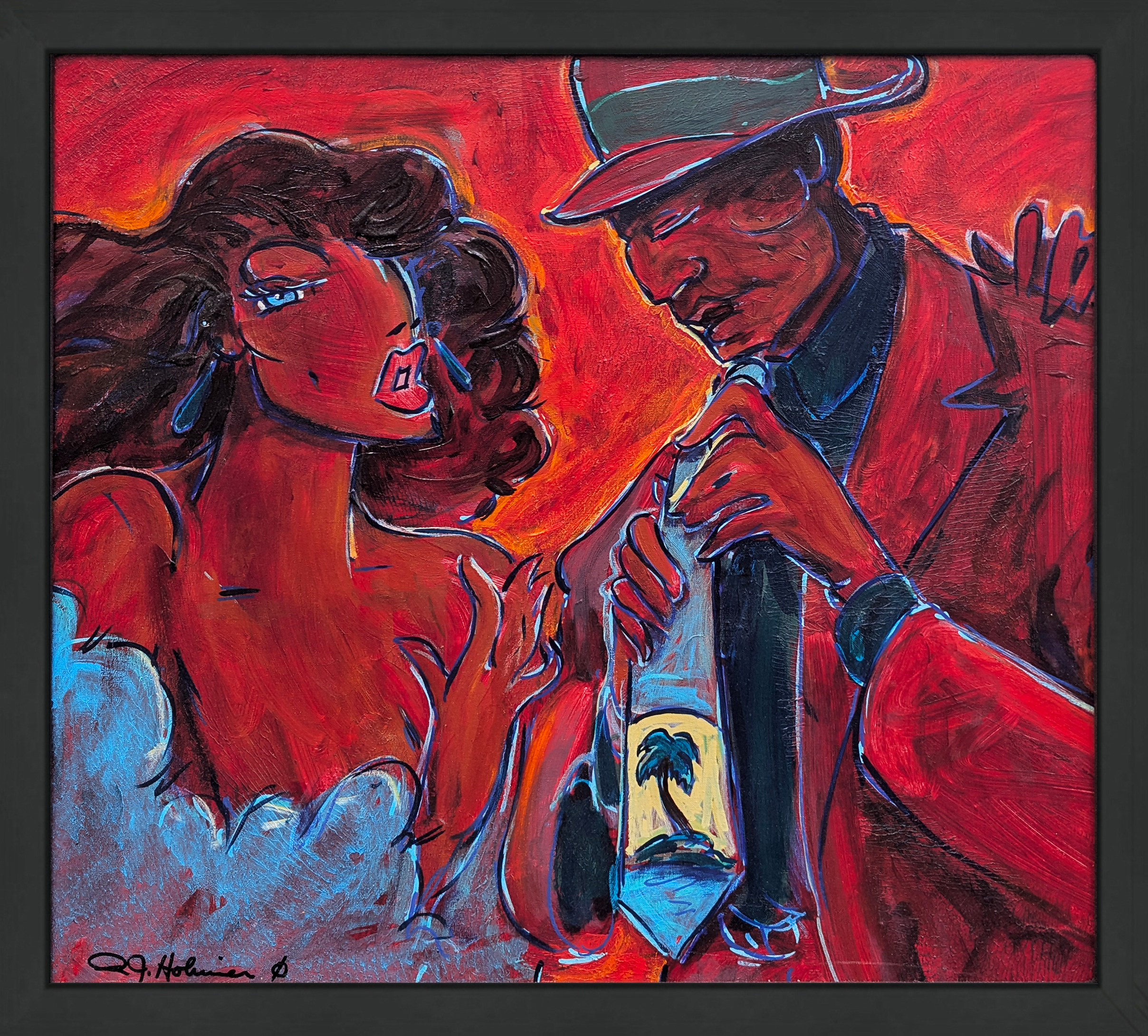 Crimson Lovers (original framed painting on canvas) by R.J. Hohimer
