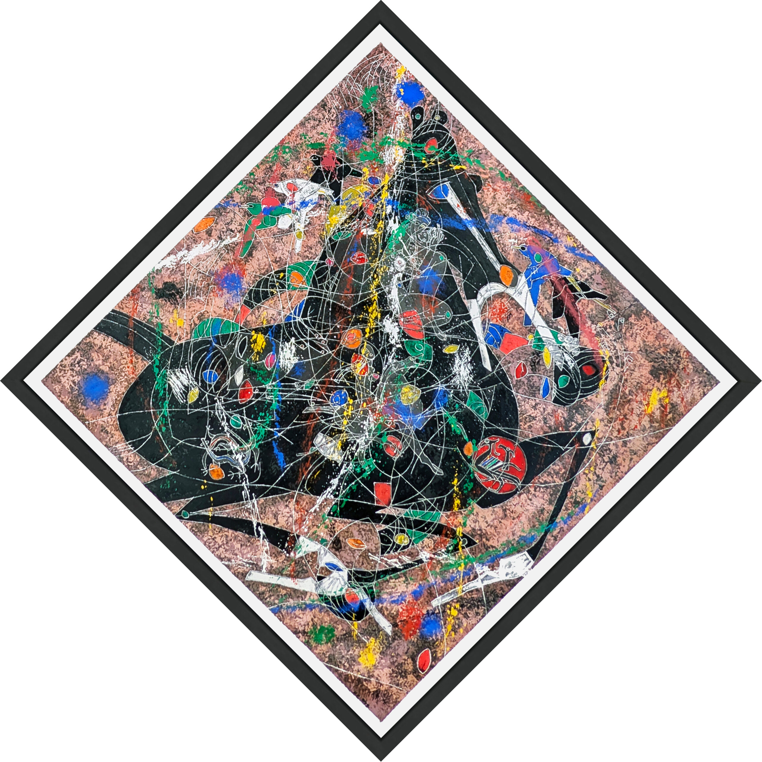 Black Horse (custom framed hand signed serigraph) by Tie Feng Jiang