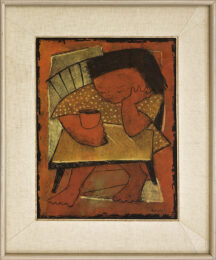 Nino con una Taza (rare signed, limited edition linocut) by Angel Botello at GallArt.com