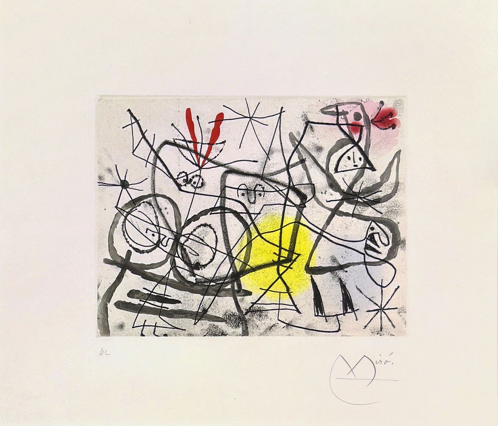 Preparatifs d’oiseaux I, Dupin 365 (rare hand signed aquatint etching) by Joan Miro