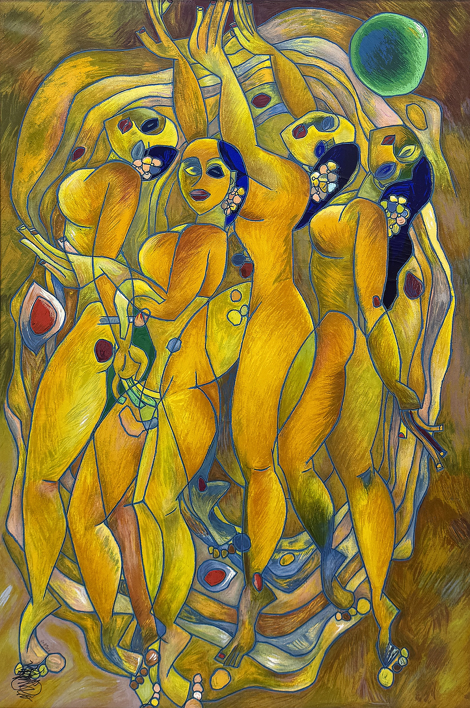 Flowering Age (large hand signed serigraph on canvas) by Tie Feng Jiang