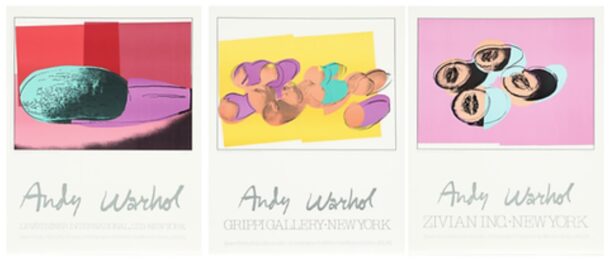 Three Space Fruit Exhibition Posters by Andy Warhol at Clifton Gallery
