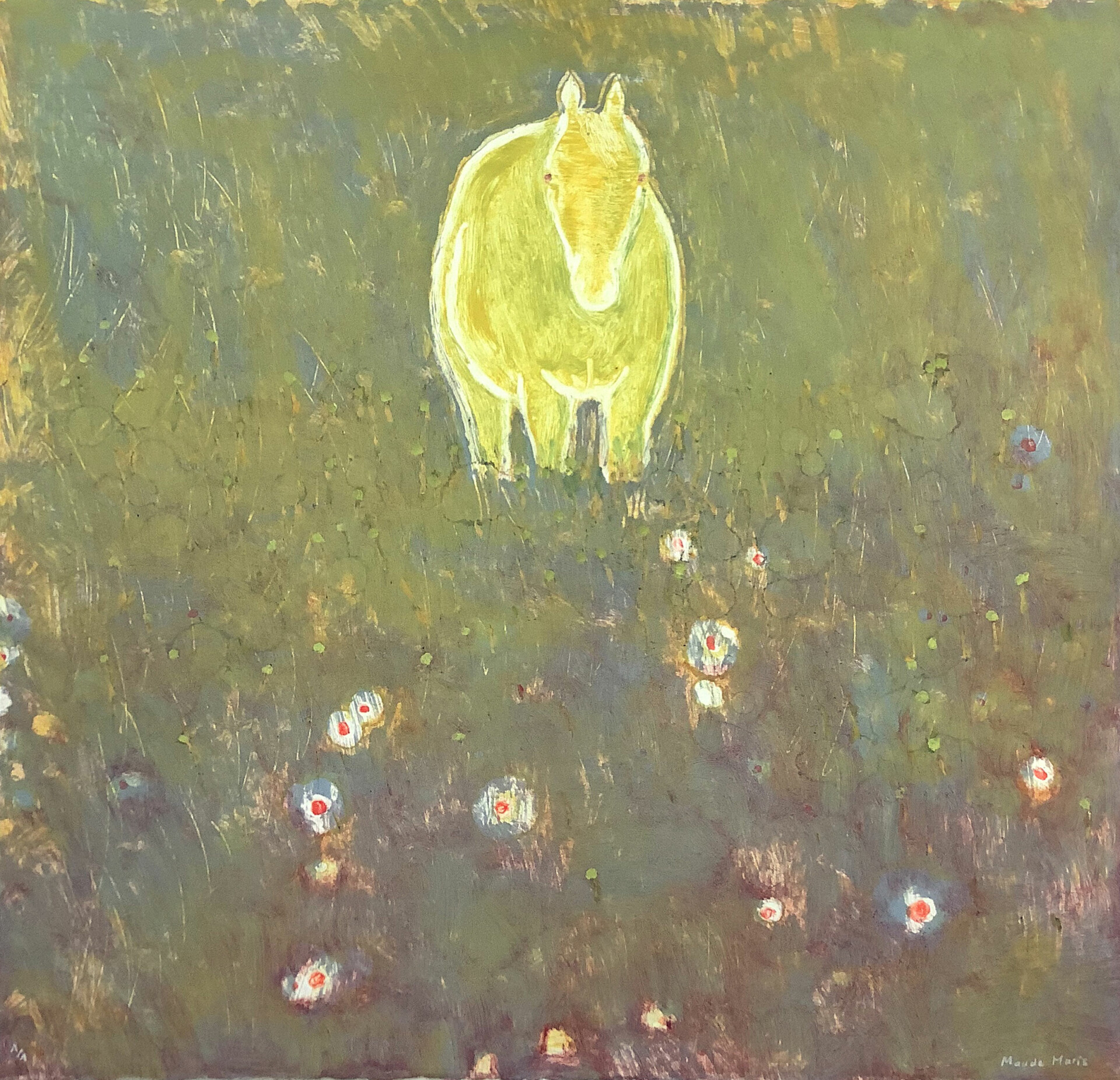 De face et fleurs III by Maude Maris
