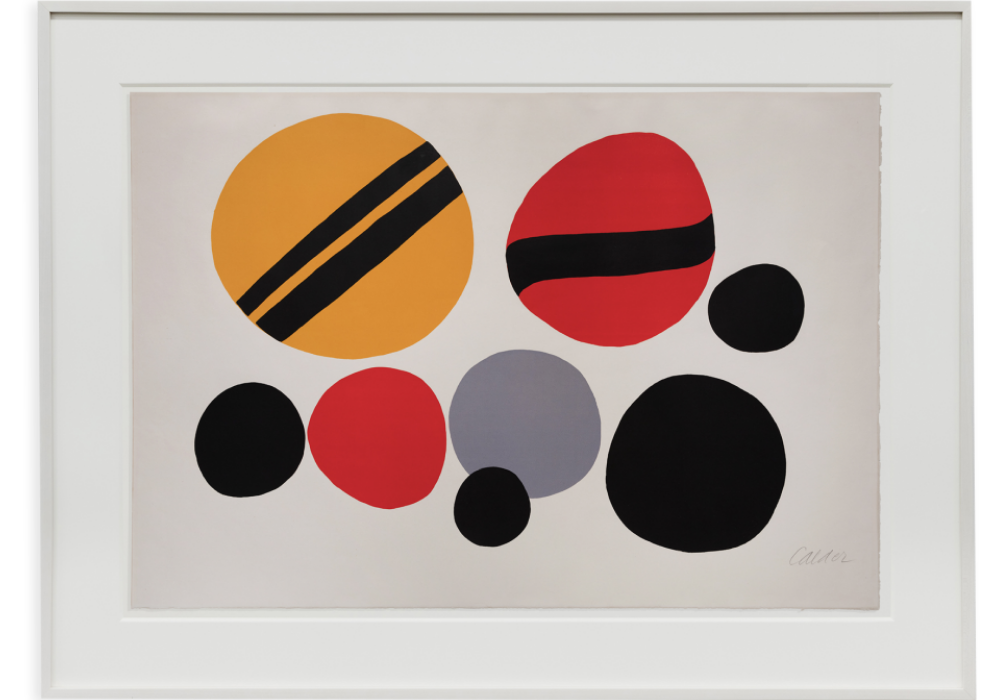 Chevrons noirs sur rouge et jaune by Alexander Calder