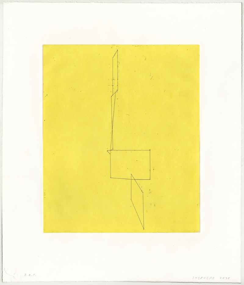 Thin upright form on Banana by Kate Shepherd