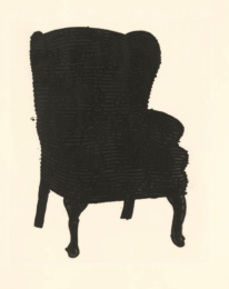 Black Stripey Love Chair by Humphrey Ocean RA at Sims Reed Gallery (IFPDA)