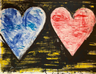 Two Hearts at Sunset by Jim Dine at Puccio Fine Art