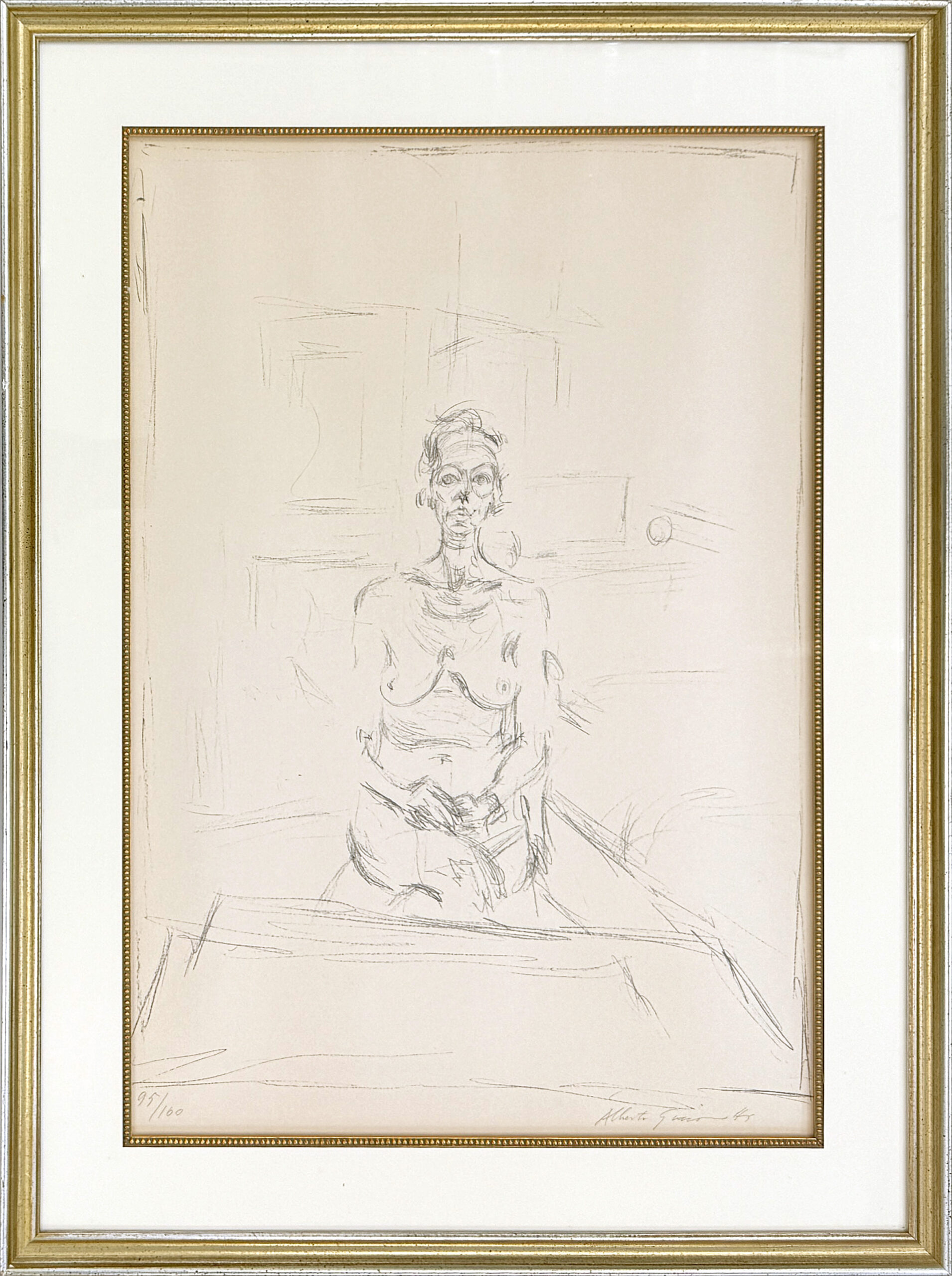 Nu Assis (Lust 53), rare hand signed lithograph by Alberto Giacometti
