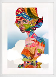 Augmented Skies (Blue), large framed hand signed screen print by Miss Bugs at GallArt.com