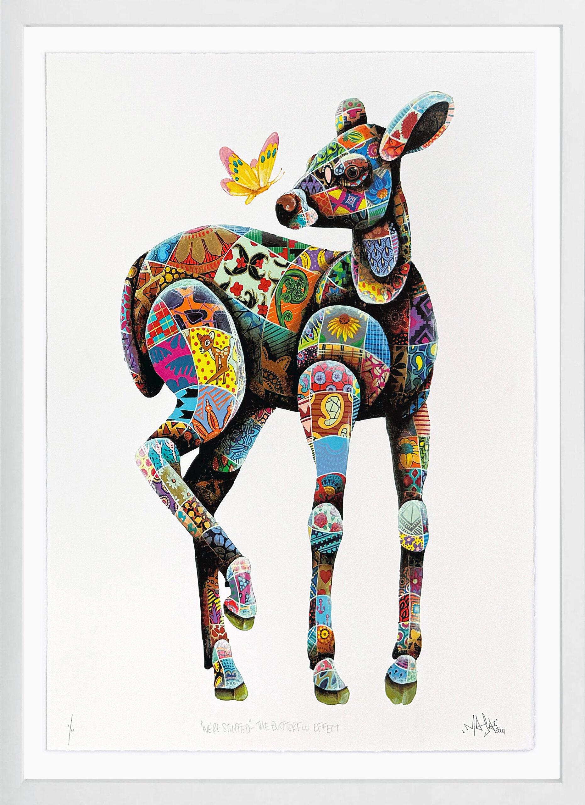 Louis Masai, “We’re Stuffed” – The Butterfly Effect, unique hand painted scr... by Louis Masai