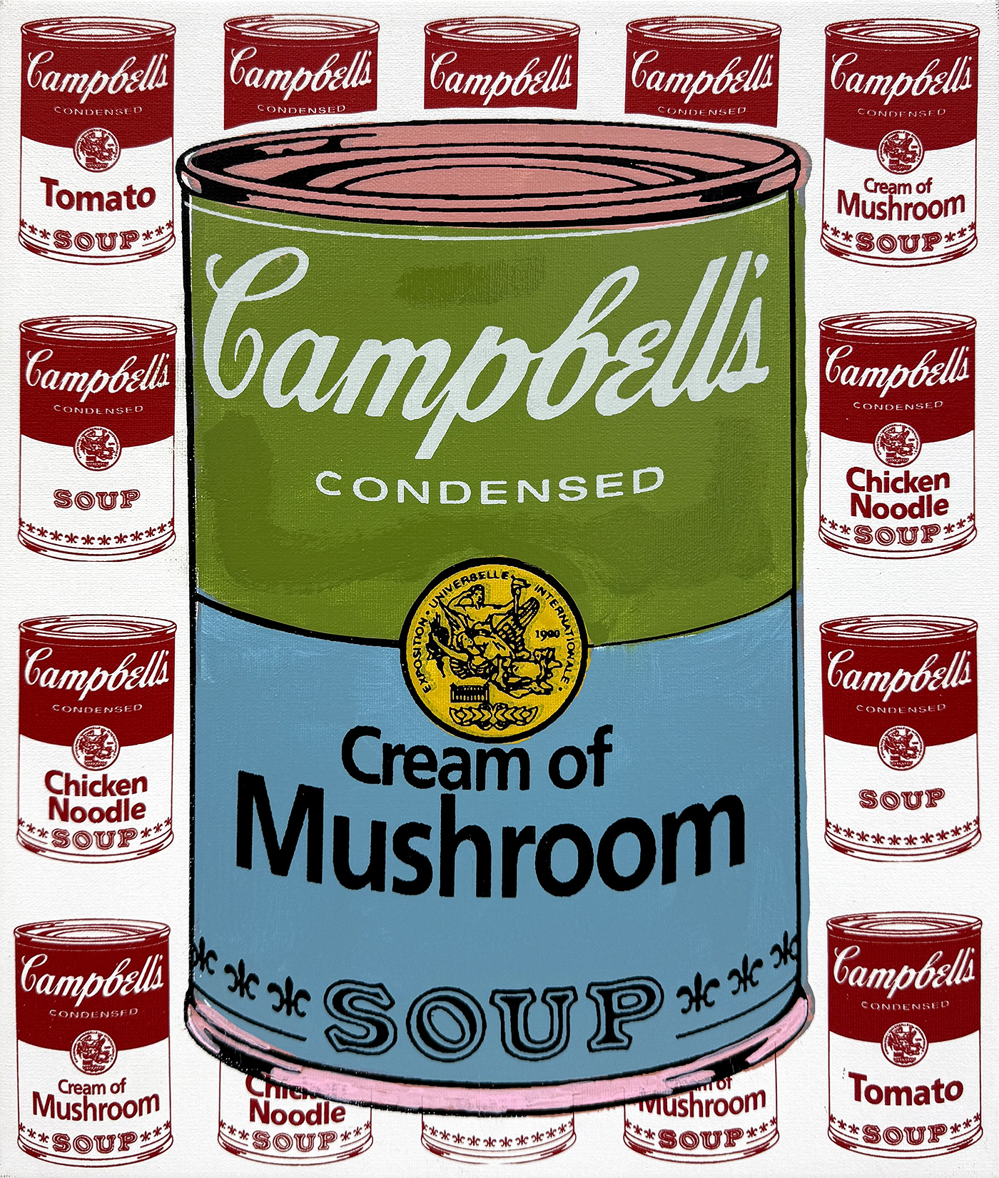 Campbell’s Cream of Mushroom (stretched unique oil painted canvas) by Steve Kaufman