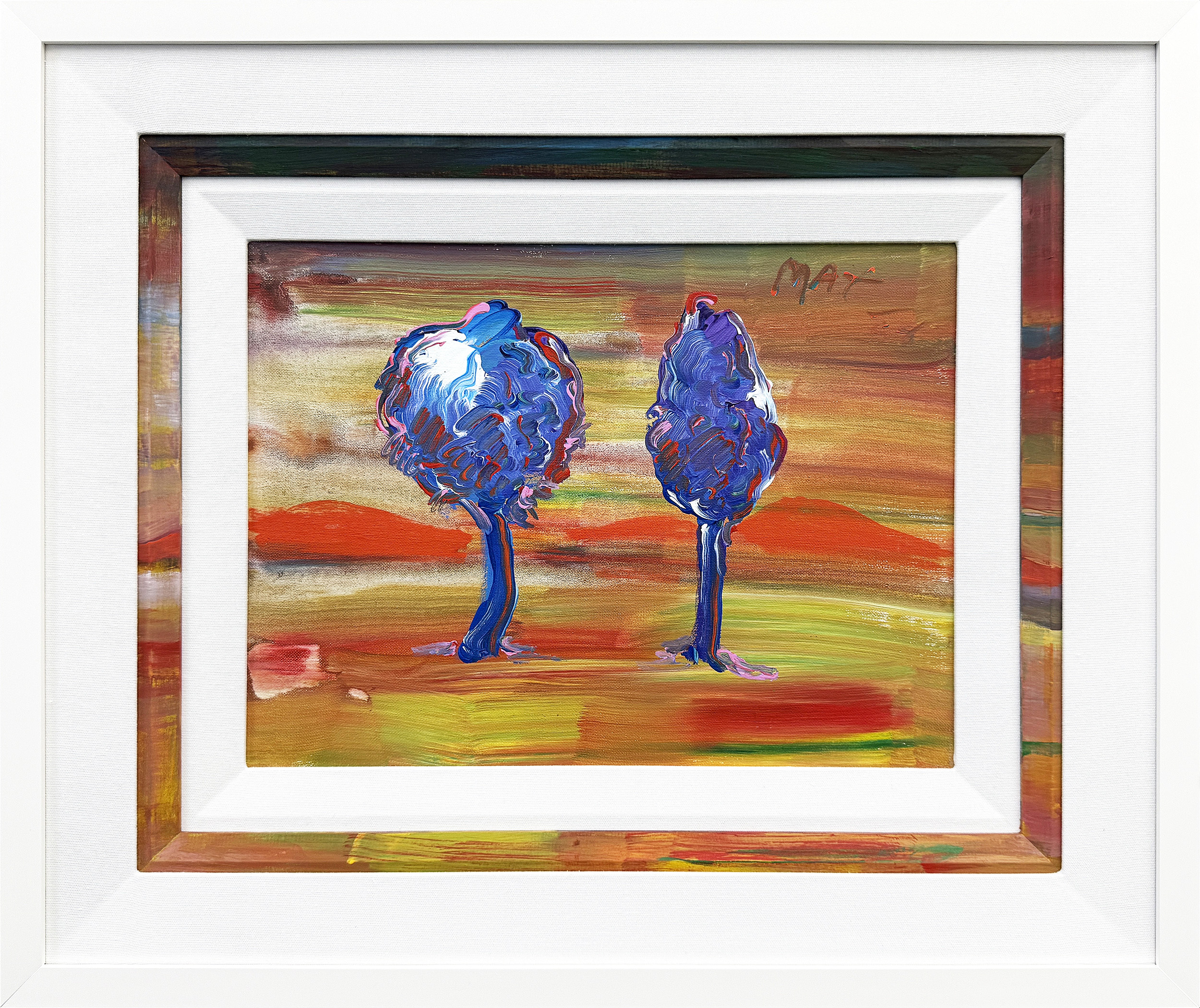 Sunset (custom framed original painting on canvas) by Peter Max