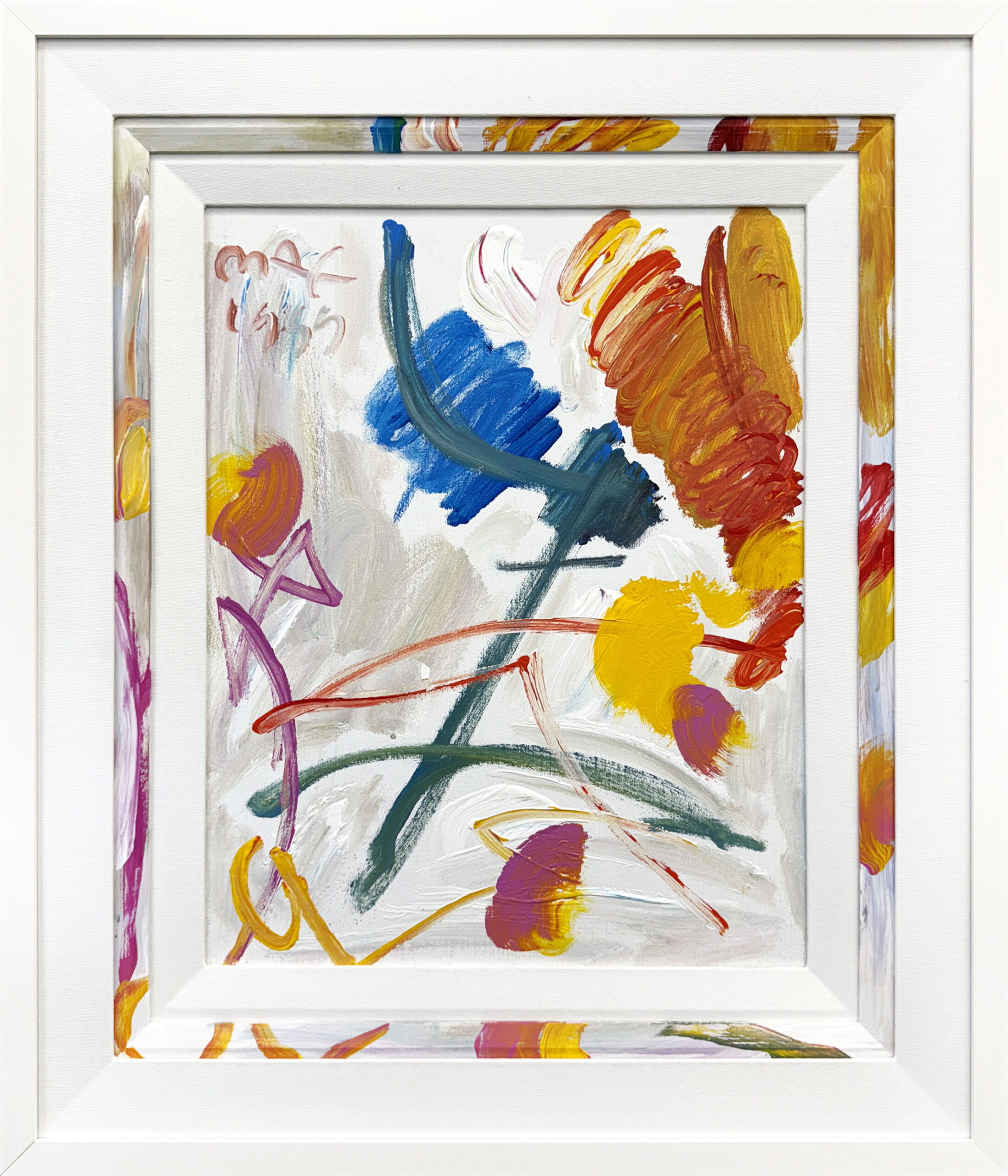 Spring (Abstract), custom framed original painting on canvas by Peter Max
