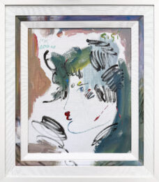 Profile (Green), custom framed original painting on canvas by Peter Max at GallArt.com