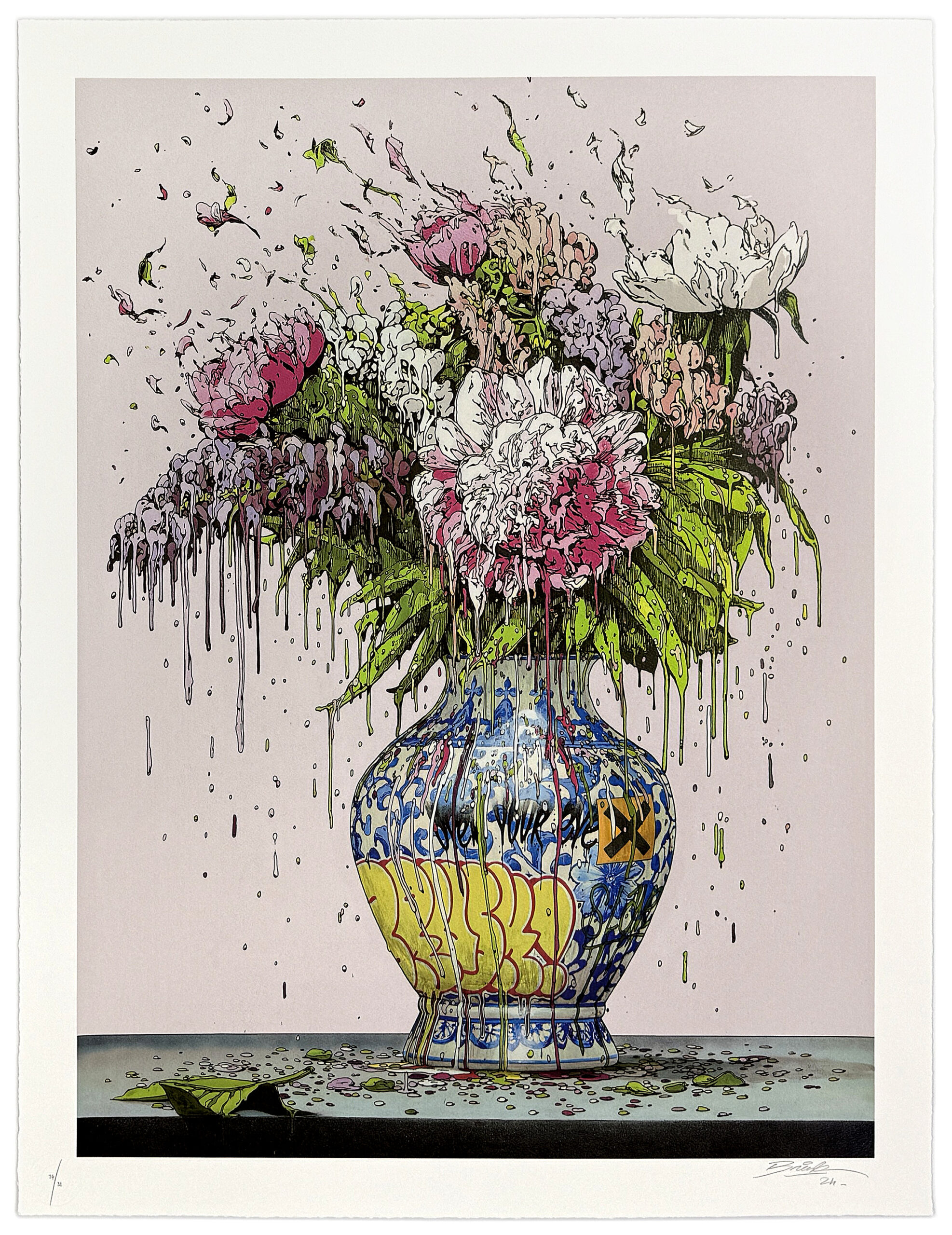 Rose Romance (rare hand signed screen print) by Brusk