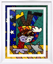 Upsidedown Too (custom framed hand signed silkscreen on gesso board) by Romero Britto at GallArt.com