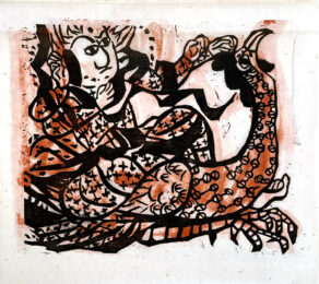 Kurozuka Oni no Iwa (Black Mound Witch), 1991 by Shiko Munakata at Kamal Bakhshi Modern Asian