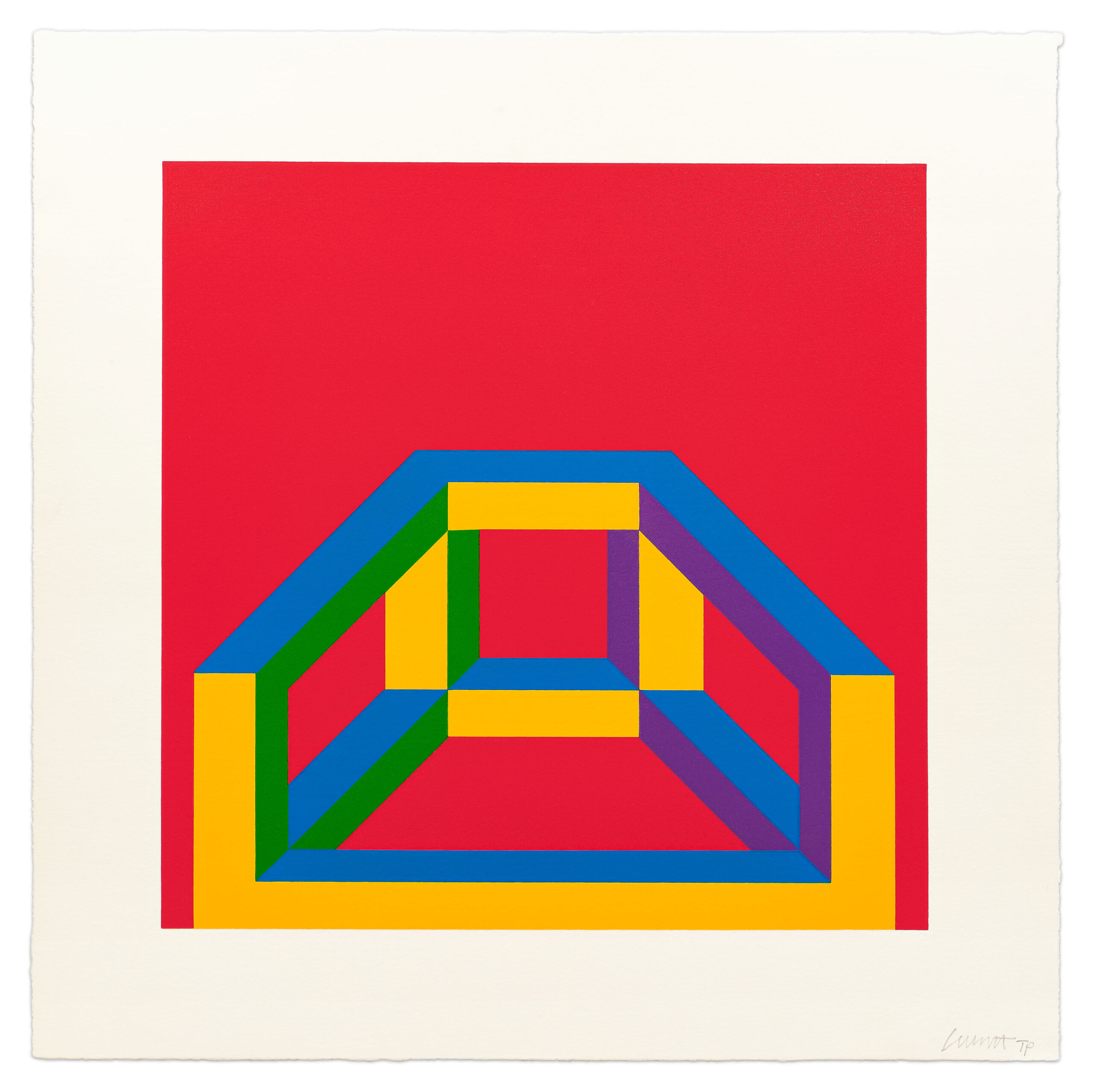 Isometric Figure With Bars of Color by Sol LeWitt