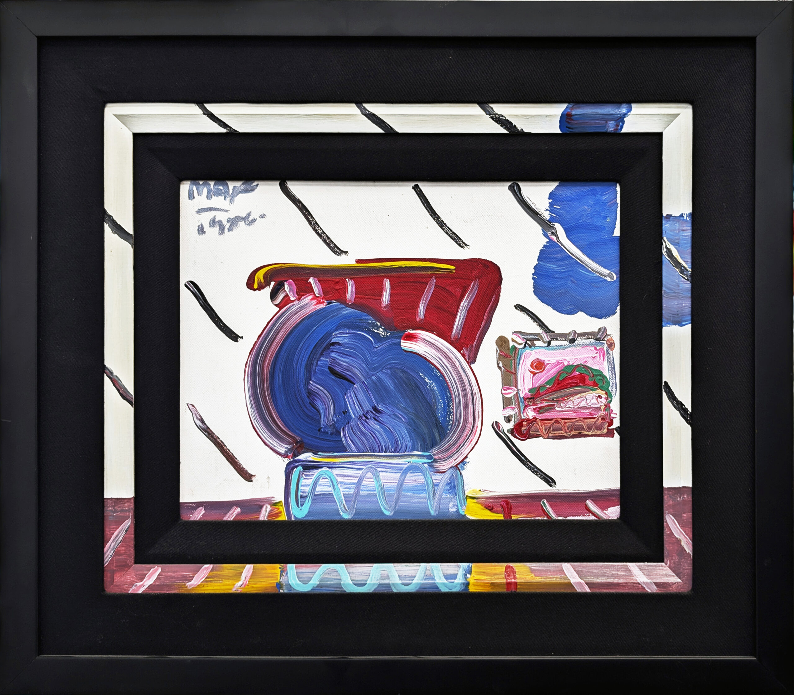 Still Life (custom framed original painting on canvas) by Peter Max