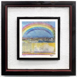 Jerusalem Double Rainbow (framed, hand signed agamograph – 3D lenticular) by Yaacov Agam at GallArt.com