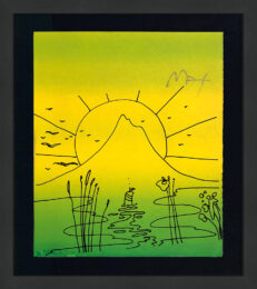 Sailboat Sunrise (framed, original mixed media on paper) by Peter Max at GallArt.com