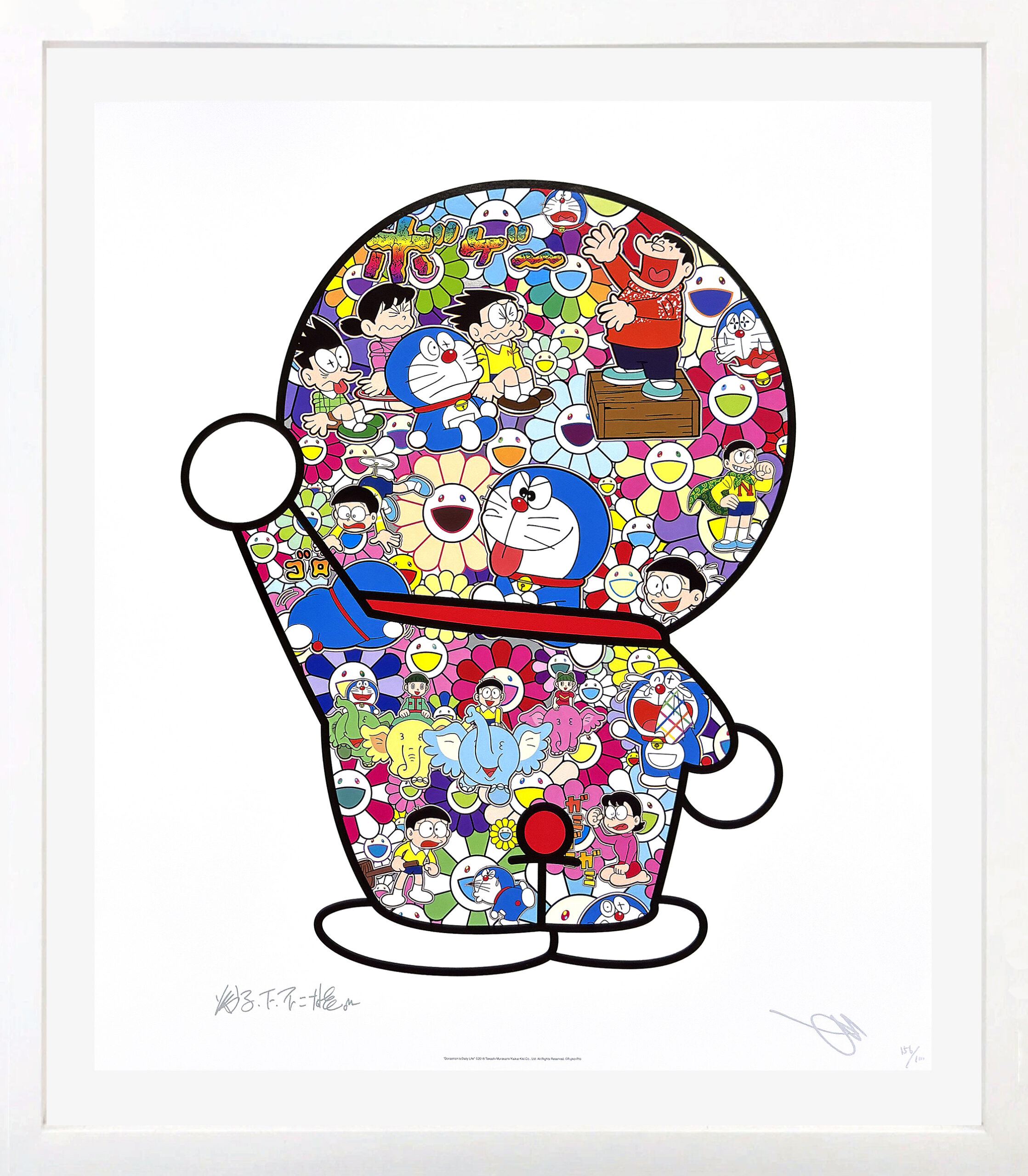 Doraemon’s Daily Life (framed, dual hand signed lithograph) by Takashi Murakami