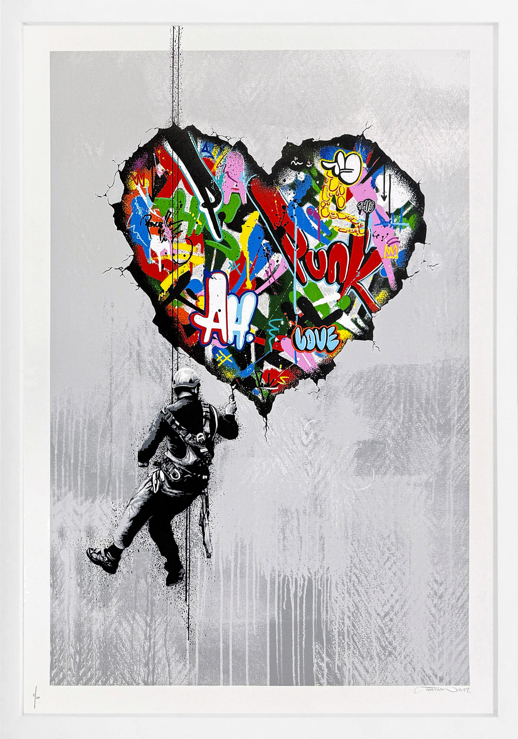 Cracked (framed, large hand signed screen print) by Martin Whatson