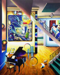Homage to Chagall, Huge Original Painting on Canvas, Hand Signed, Surrealism by Ferjo at GallArt.com