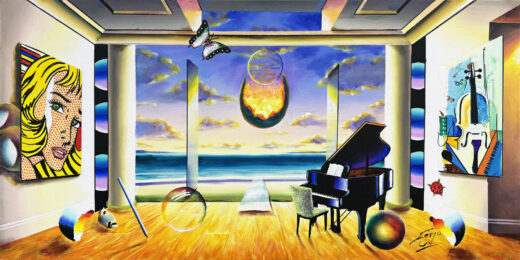 Majestic View, Large Original Painting on Canvas, Hand Signed, Surrealism by Ferjo at GallArt.com
