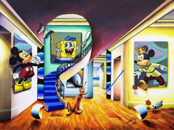 Homage To Disney, Large Original Painting on Canvas, Hand Signed, Mickey Minnie by Ferjo at GallArt.com