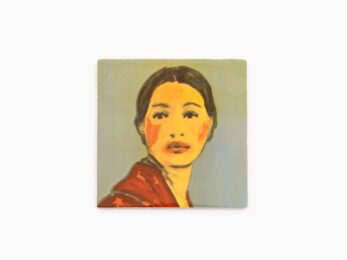 Makeup (red coat) by Claire Tabouret at Dovehouse Contemporary