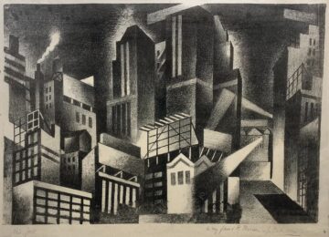 “New York” or “View of New York at Night” by Jan Matulka at Catherine Burns Fine Art